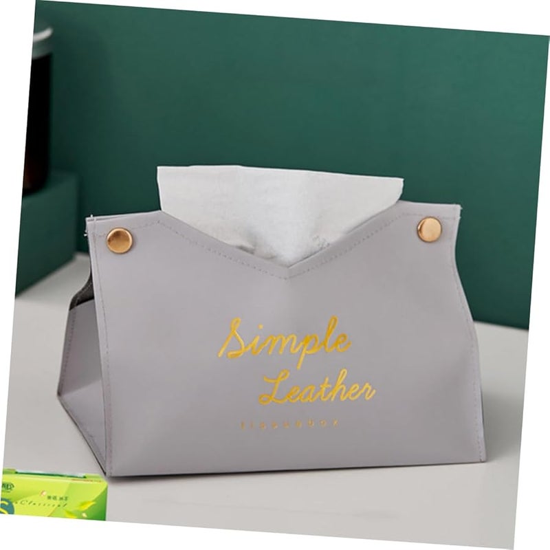 غطاء صندوق المناديل الجلدي الريفي متعدد الوظائف لتخزين المناديل وصندوق الورق - Image 4